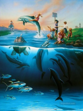 魚の水族館 Painting - JW ドルフィン ライド オーシャン